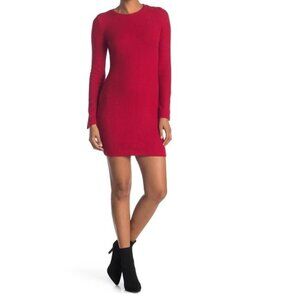 NSR Red Lucia Slit Ribbed Night Out Dress